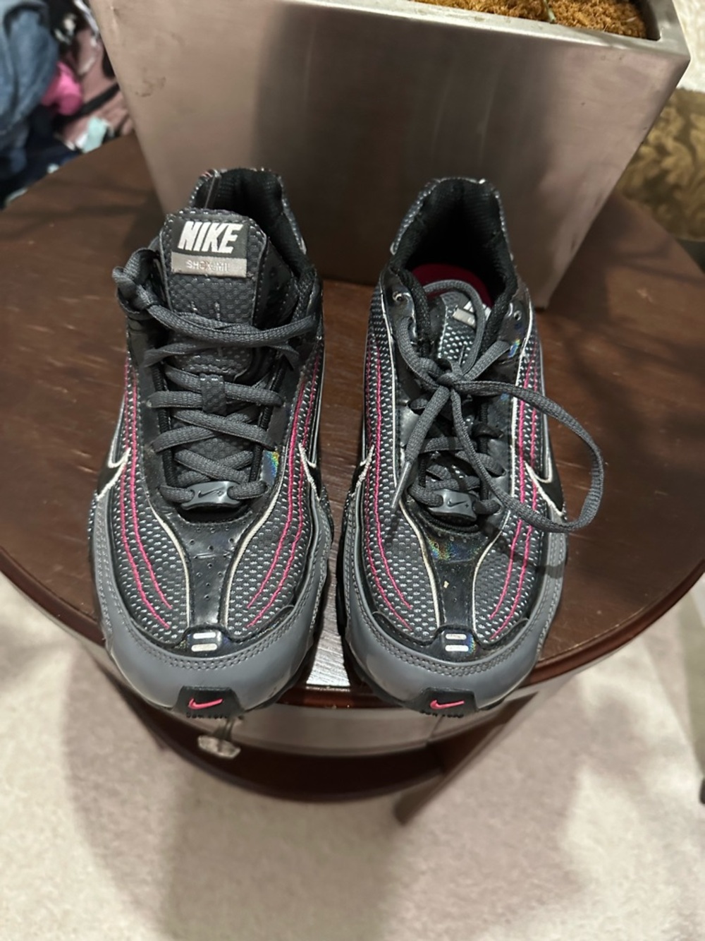 Nike Black Sneakers with Bright Pink Lining